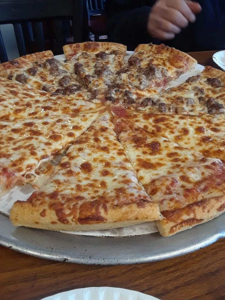 Half Cheeae Half Sausage and Mushroom Pizza