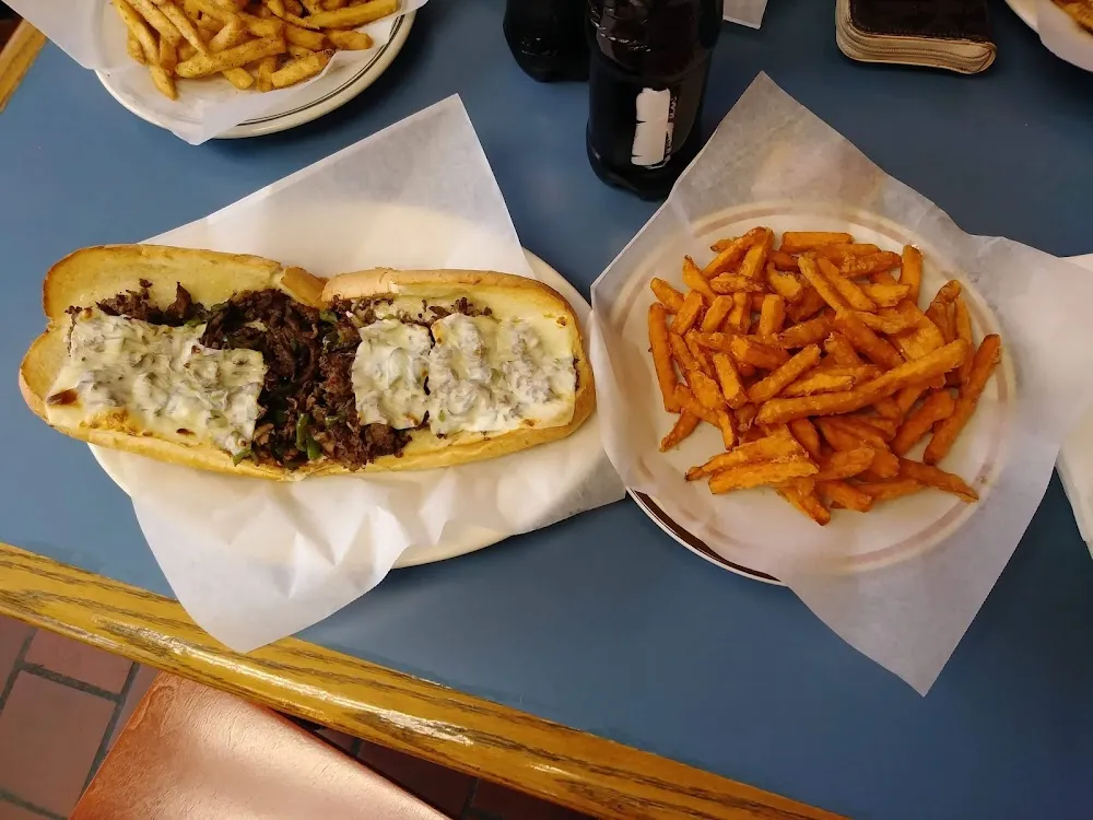 Philly Cheese Steak with Sweet Potato Fries